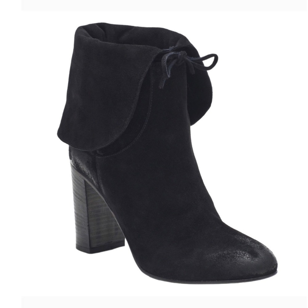 Free People Mila Heel Boot Black Suede Fold Over Size EU 40 US 10